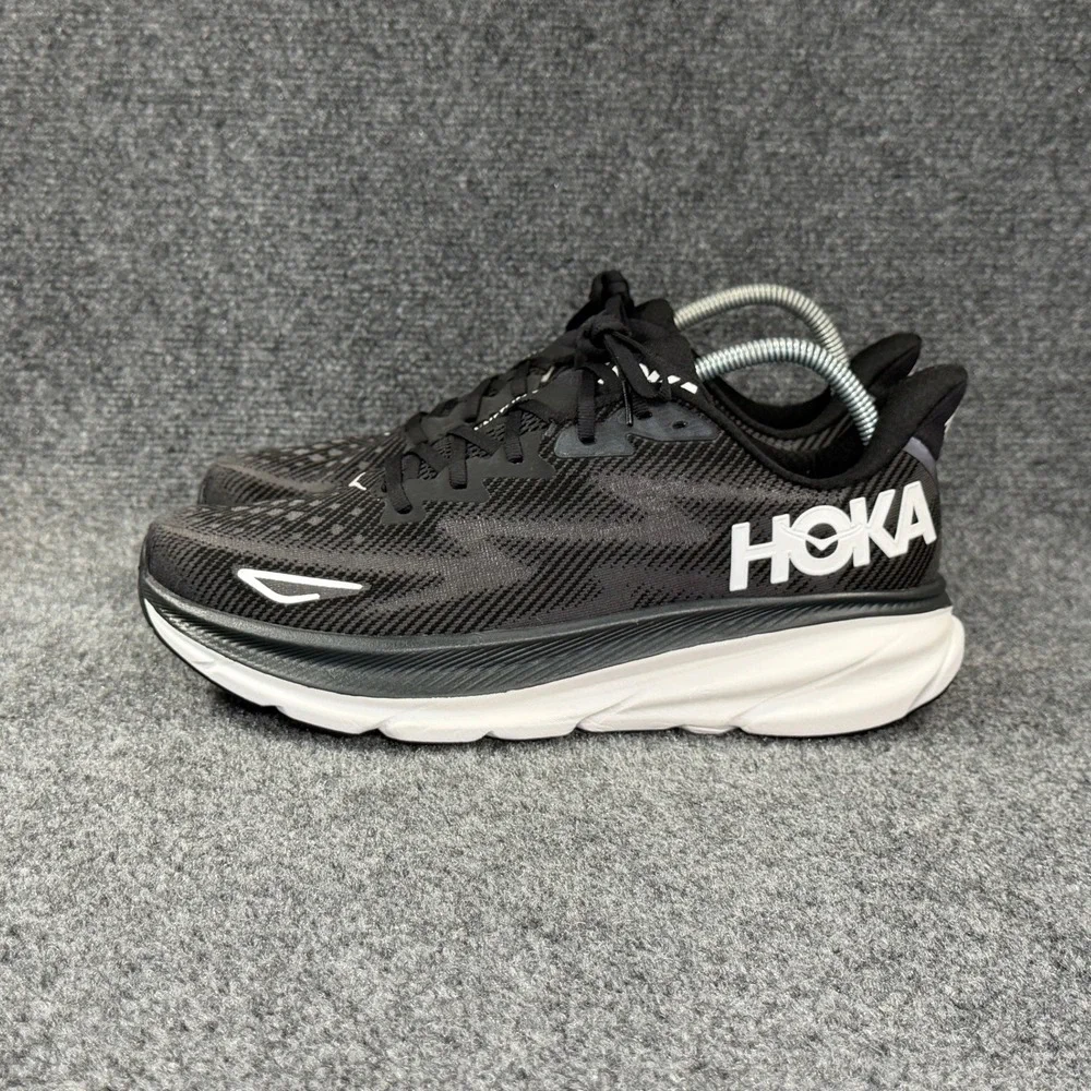 Hoka Clifton 9 Running Shoes Men's 11 Black White Athletic Run Training Sneakers